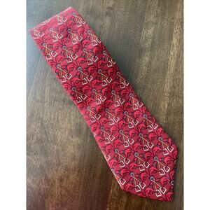 Brooks Brothers Makers Neck Tie Red Silk Bear Equestrian Print 56"